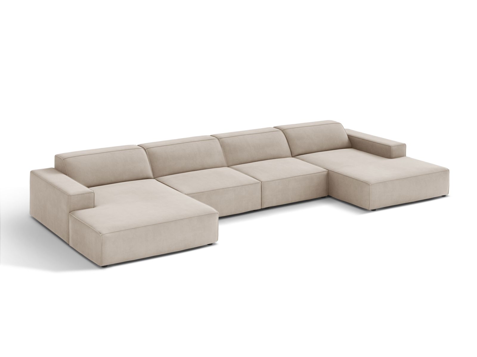 Velvet Modular Panoramic Sofa, "Jodie", 6 Seats, 364x162x77