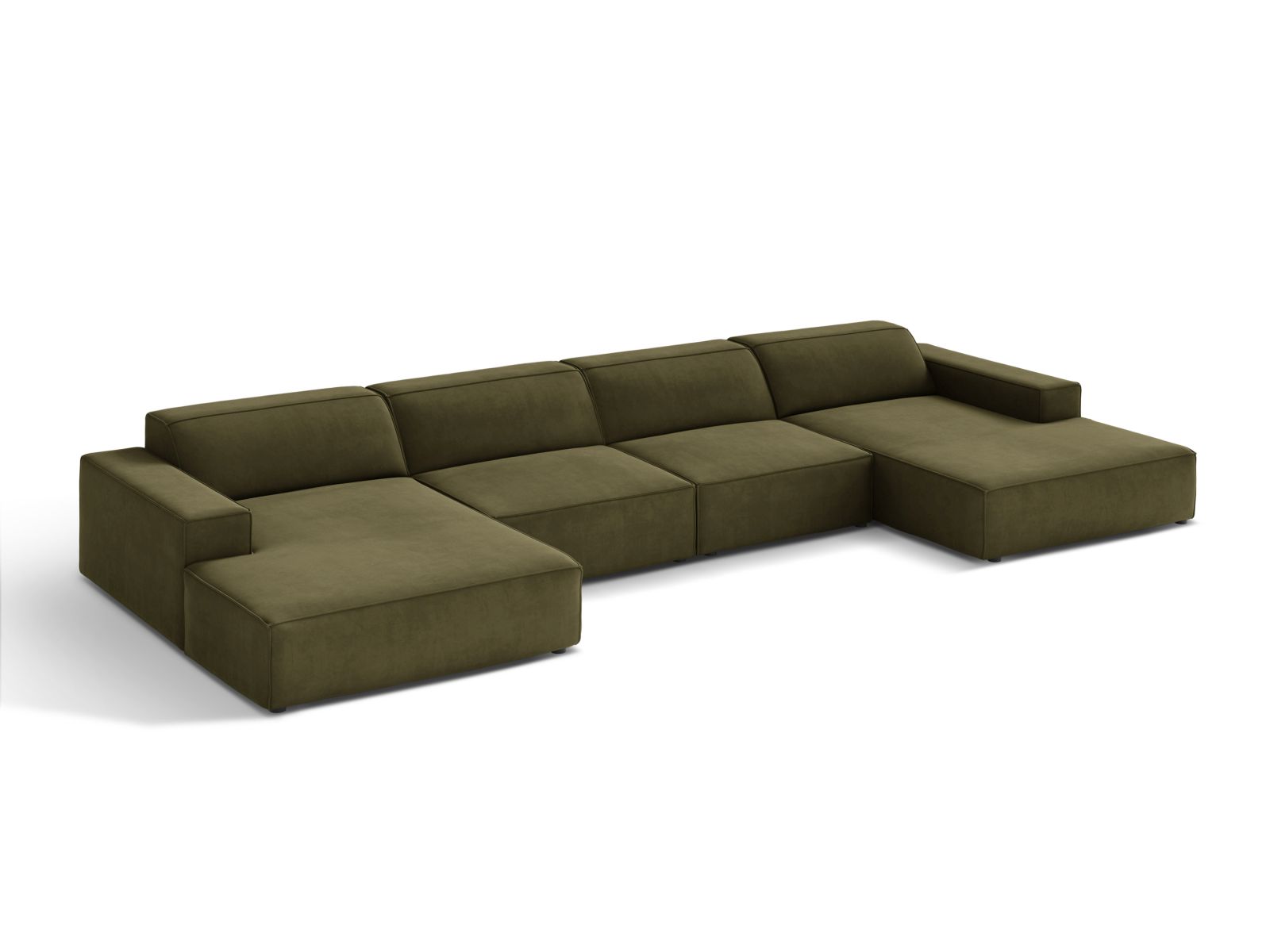 Velvet Modular Panoramic Sofa, "Jodie", 6 Seats, 364x162x77