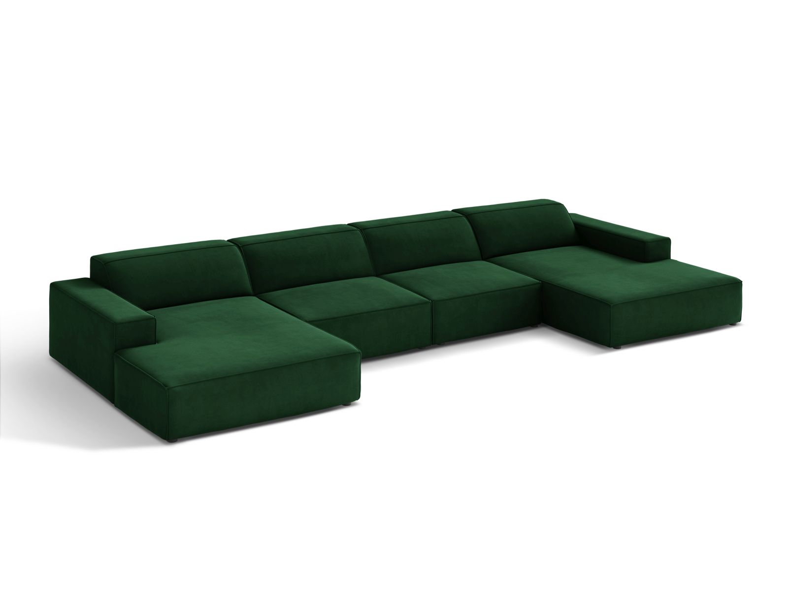 Velvet Modular Panoramic Sofa, "Jodie", 6 Seats, 364x162x77