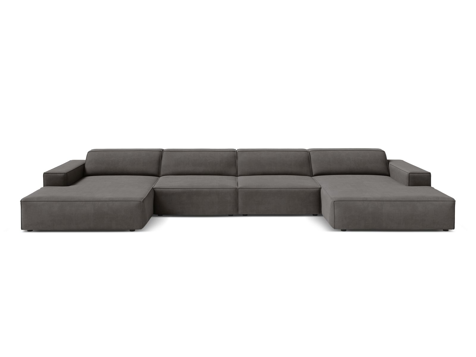 Velvet Modular Panoramic Sofa, "Jodie", 6 Seats, 364x162x77