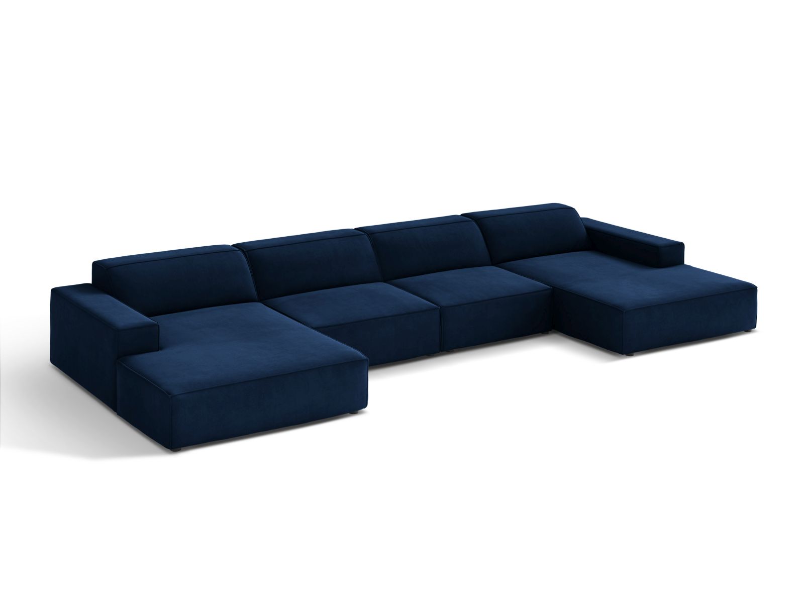 Velvet Modular Panoramic Sofa, "Jodie", 6 Seats, 364x162x77