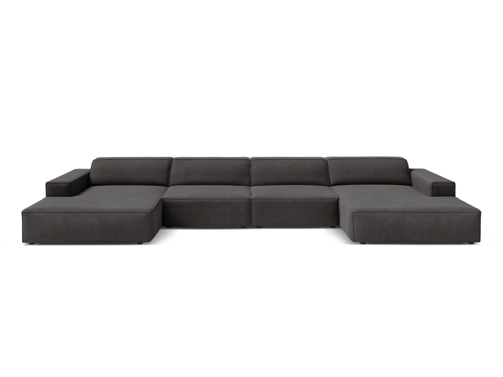 Velvet Modular Panoramic Sofa, "Jodie", 6 Seats, 364x162x77