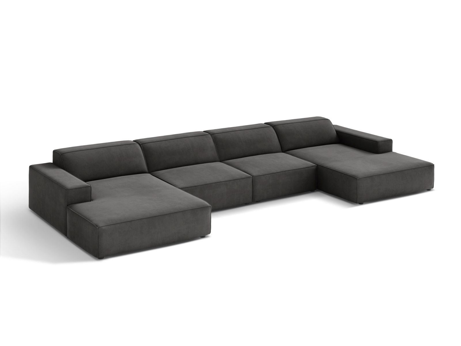 Velvet Modular Panoramic Sofa, "Jodie", 6 Seats, 364x162x77
