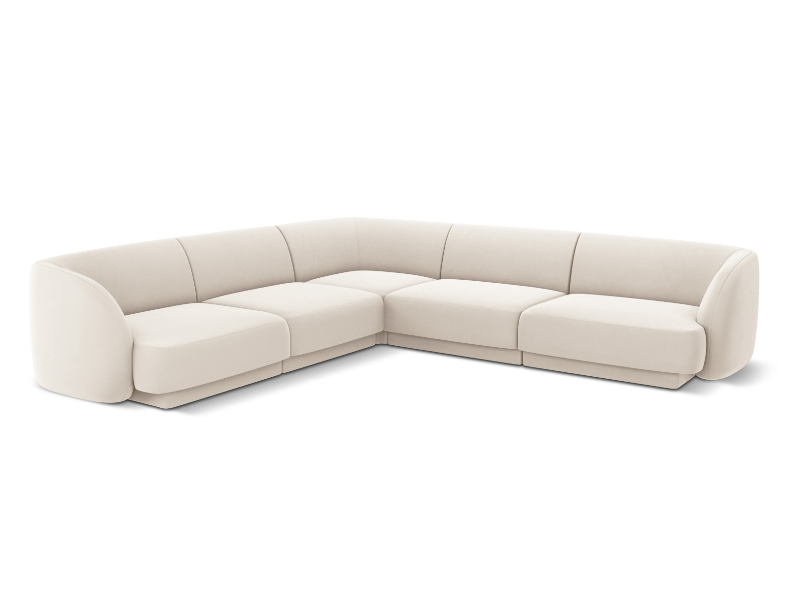 Velvet Symmetrical Corner Sofa, "Miley", 5 Seats, 255x255x70