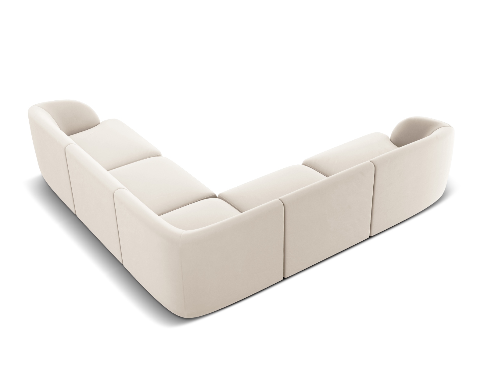 Velvet Symmetrical Corner Sofa, "Miley", 5 Seats, 255x255x70