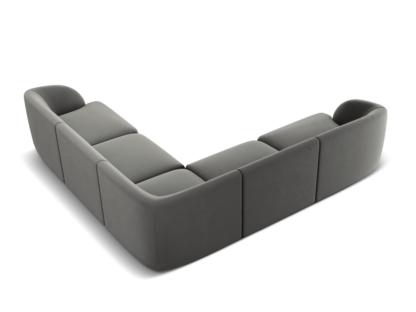 Velvet Symmetrical Corner Sofa, "Miley", 5 Seats, 255x255x70