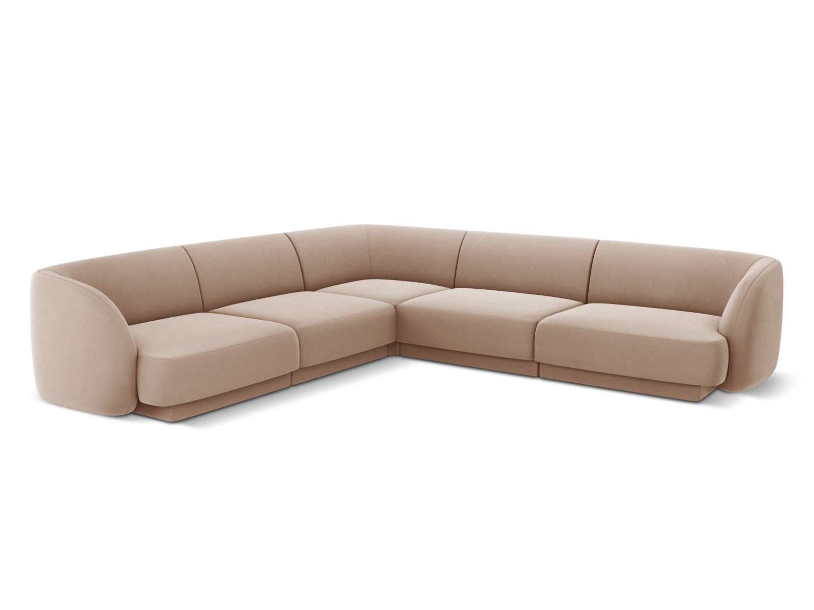 Velvet Symmetrical Corner Sofa, "Miley", 5 Seats, 255x255x70
