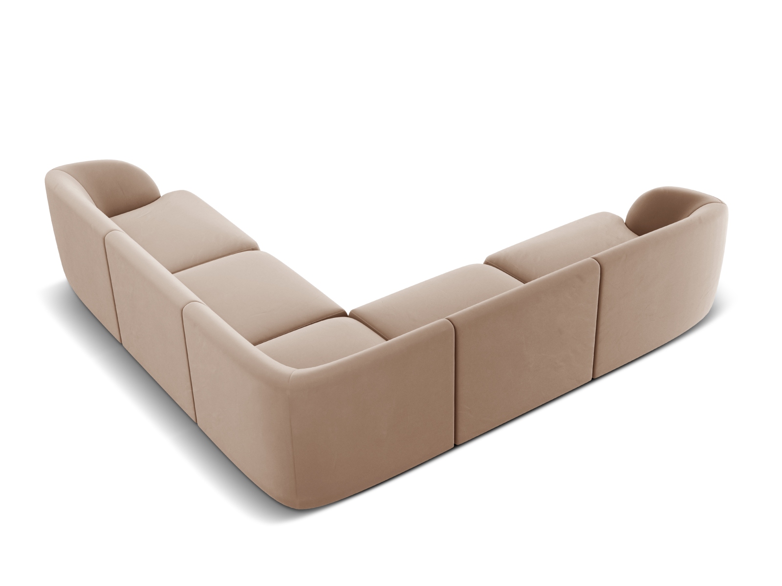 Velvet Symmetrical Corner Sofa, "Miley", 5 Seats, 255x255x70