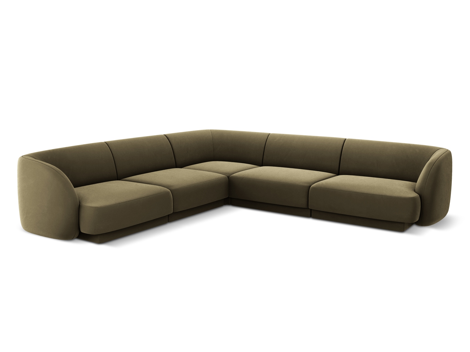 Velvet Symmetrical Corner Sofa, "Miley", 5 Seats, 255x255x70
