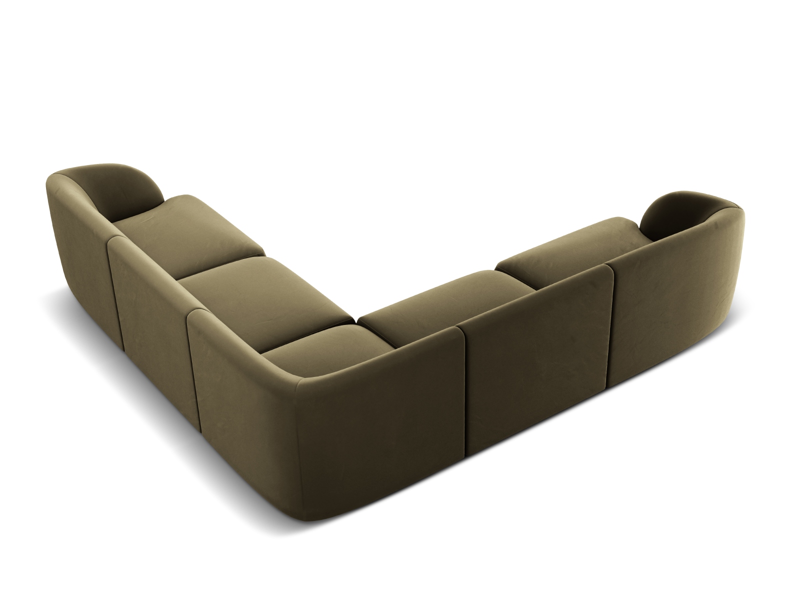 Velvet Symmetrical Corner Sofa, "Miley", 5 Seats, 255x255x70