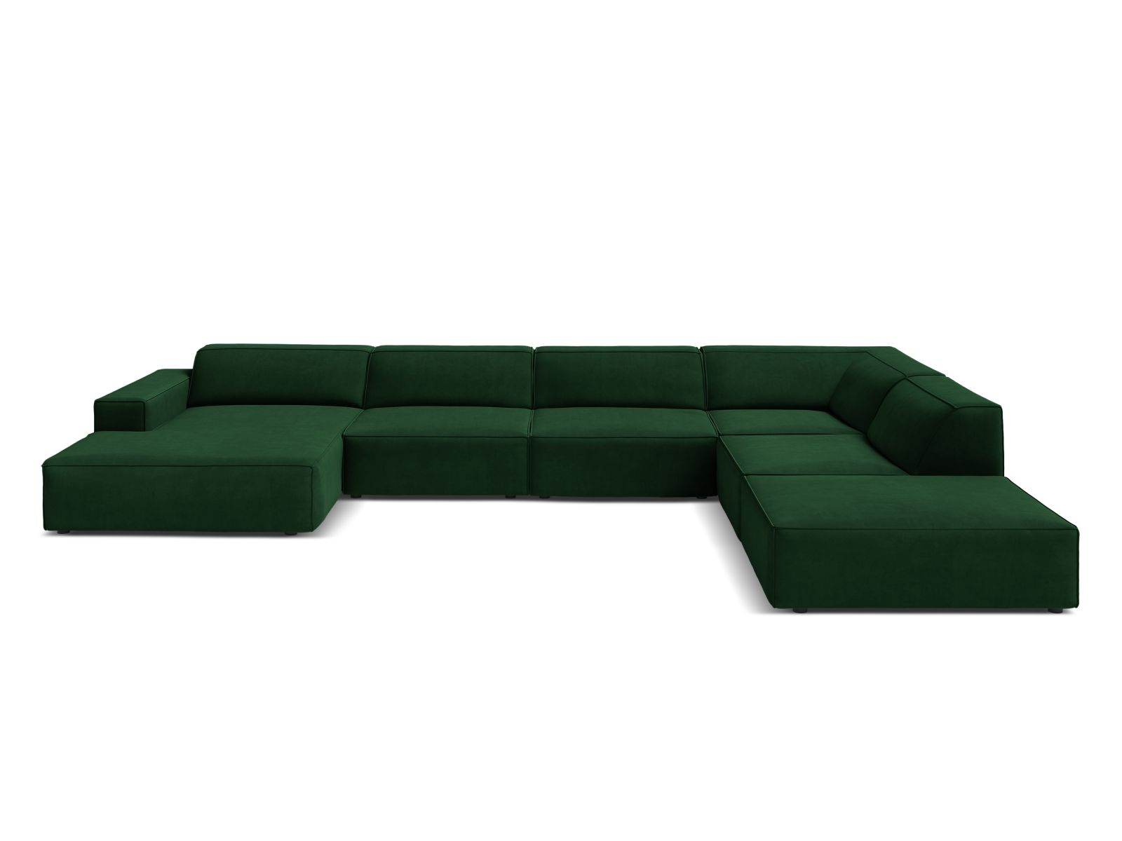 Velvet Modular Panoramic Right Corner Sofa, "Jodie", 7 Seats, 361x258x77