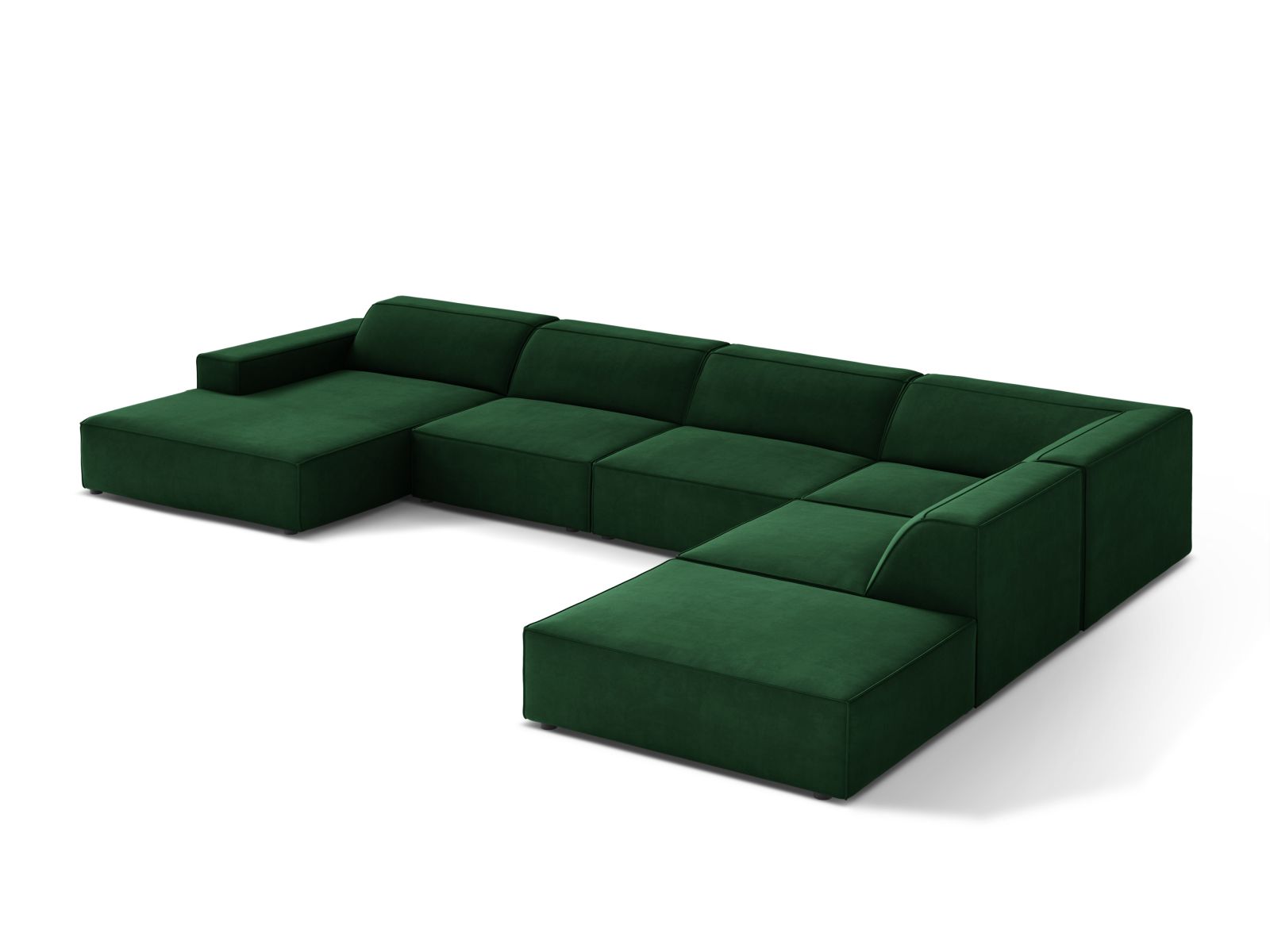 Velvet Modular Panoramic Right Corner Sofa, "Jodie", 7 Seats, 361x258x77