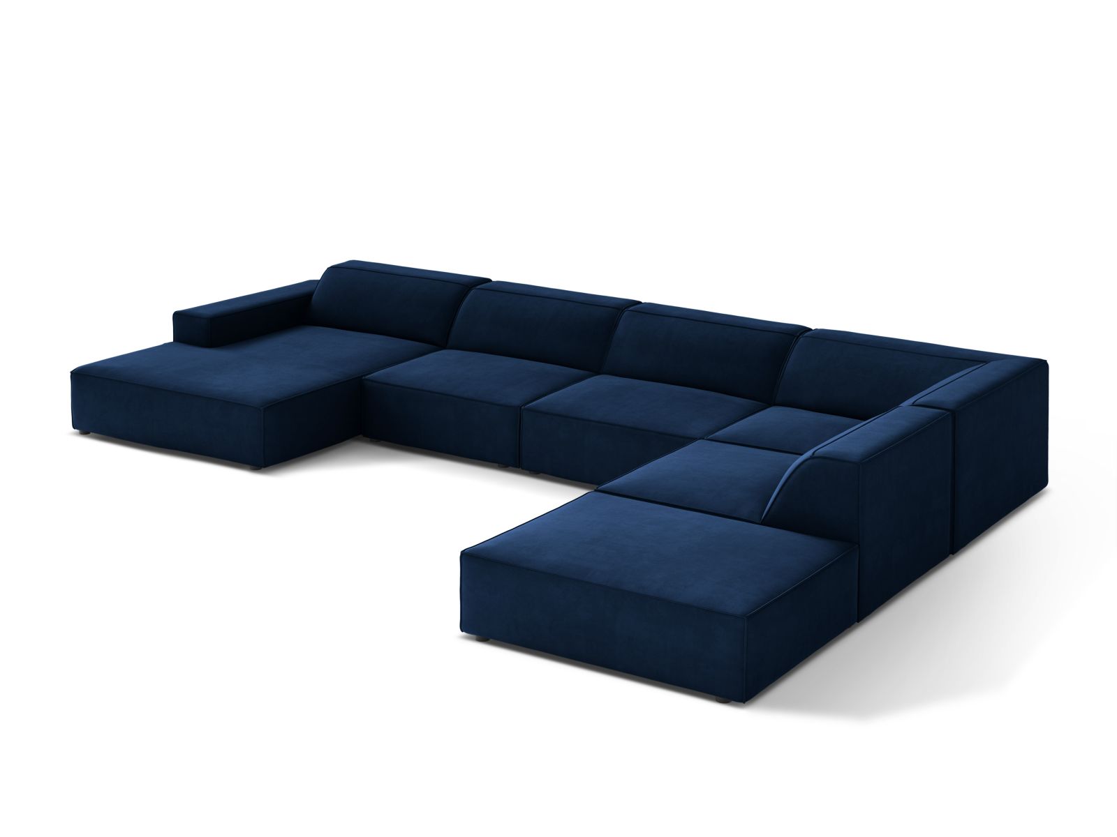 Velvet Modular Panoramic Right Corner Sofa, "Jodie", 7 Seats, 361x258x77