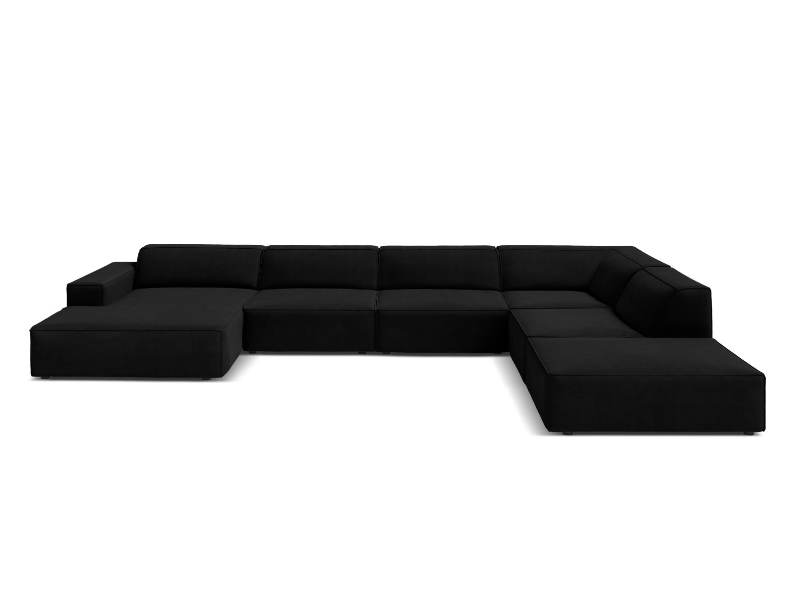Velvet Modular Panoramic Right Corner Sofa, "Jodie", 7 Seats, 361x258x77
