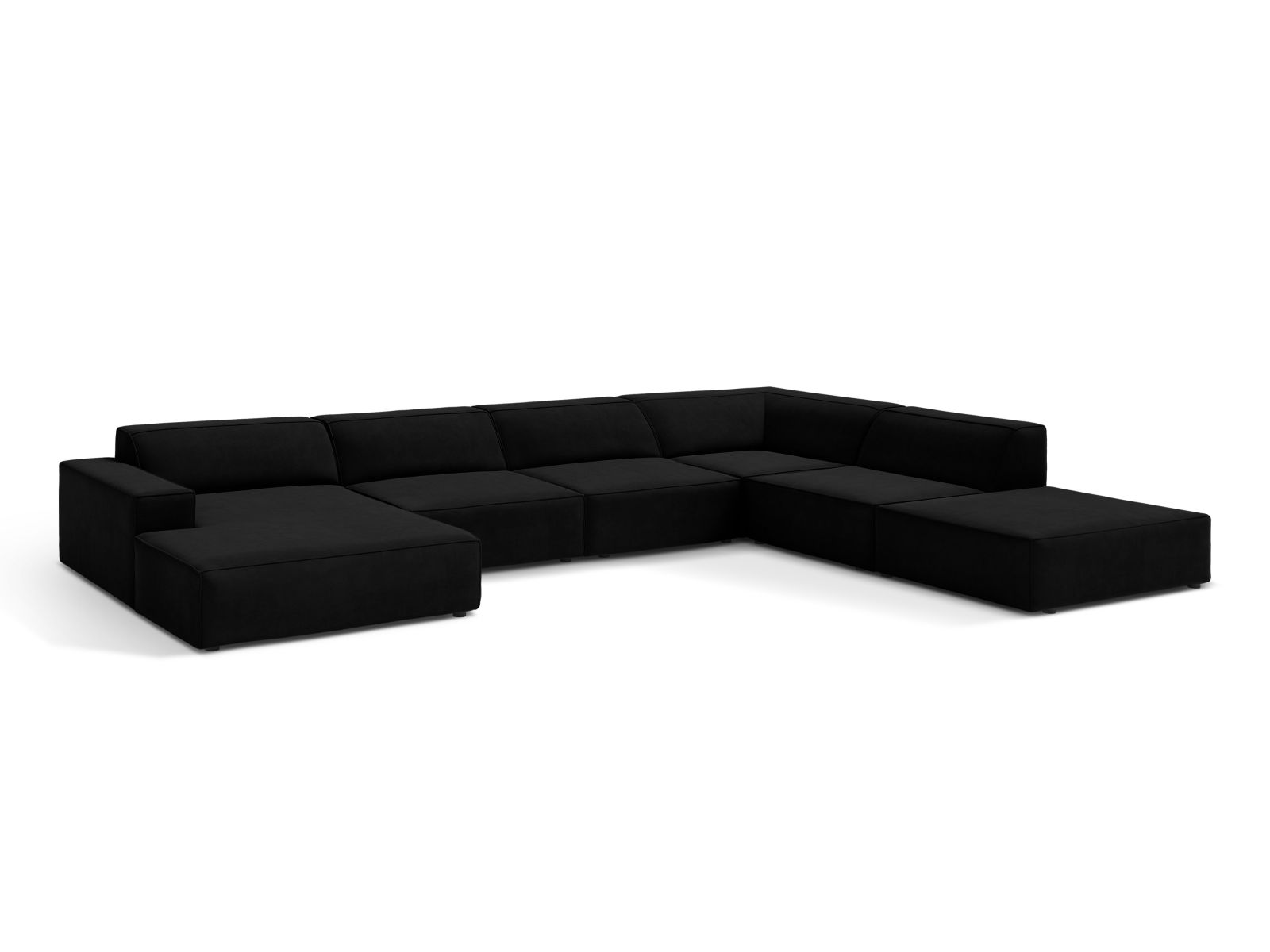 Velvet Modular Panoramic Right Corner Sofa, "Jodie", 7 Seats, 361x258x77