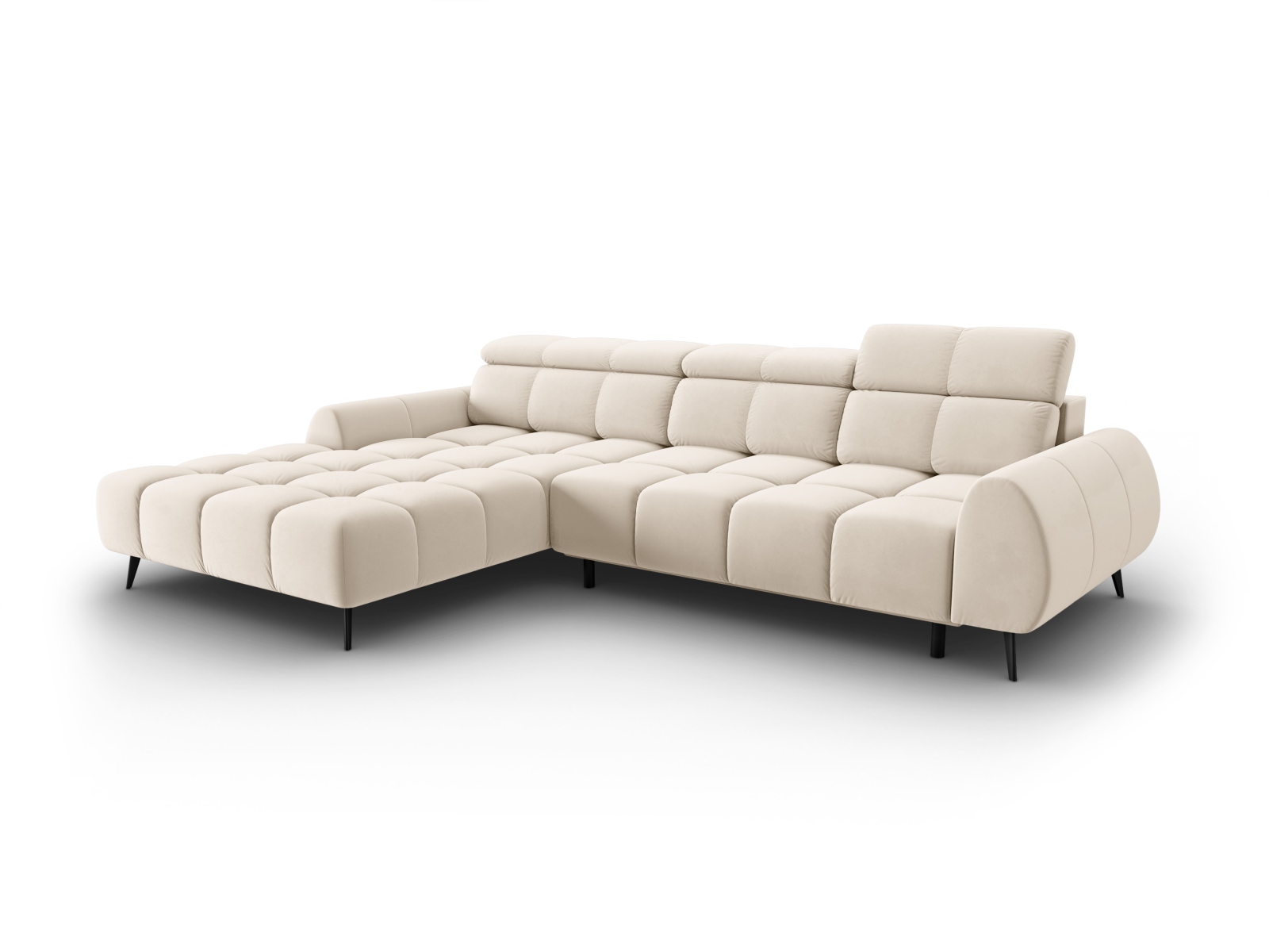 Velvet Electric Left Corner Sofa, "Alyse", 5 Seats, 295x188x82