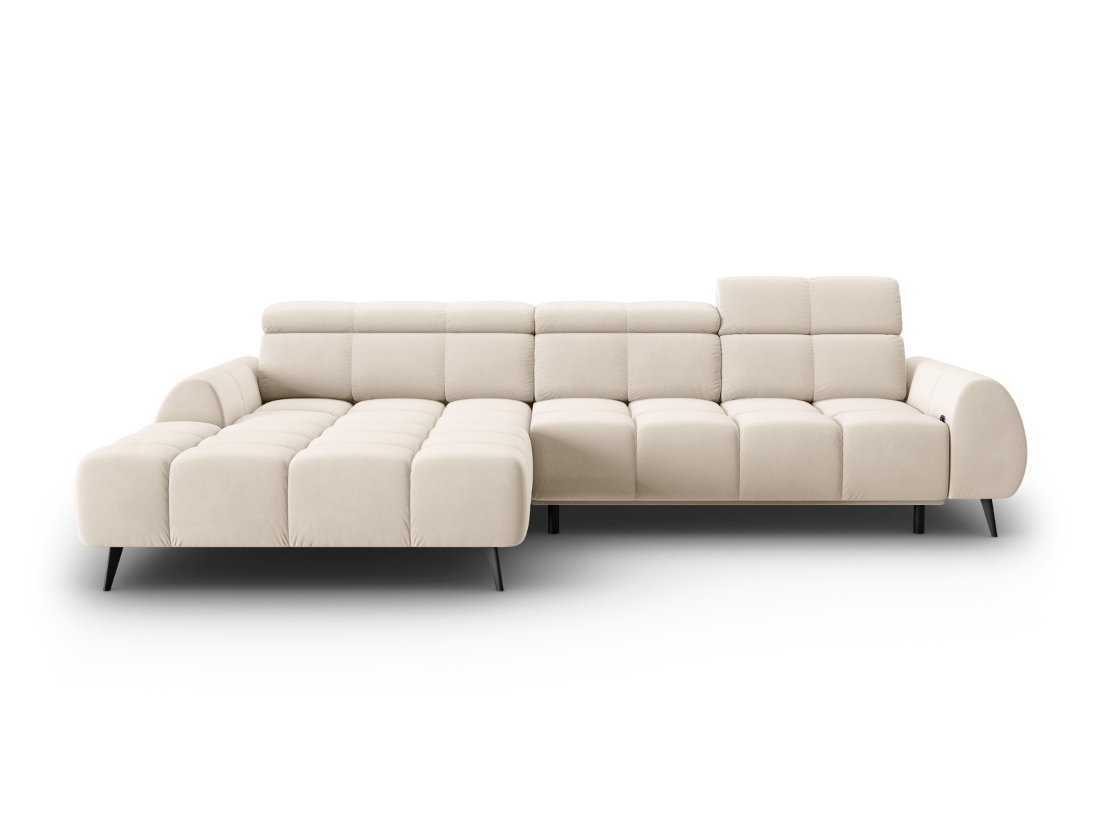 Velvet Electric Left Corner Sofa, "Alyse", 5 Seats, 295x188x82