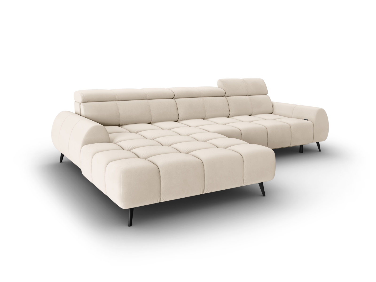 Velvet Electric Left Corner Sofa, "Alyse", 5 Seats, 295x188x82
