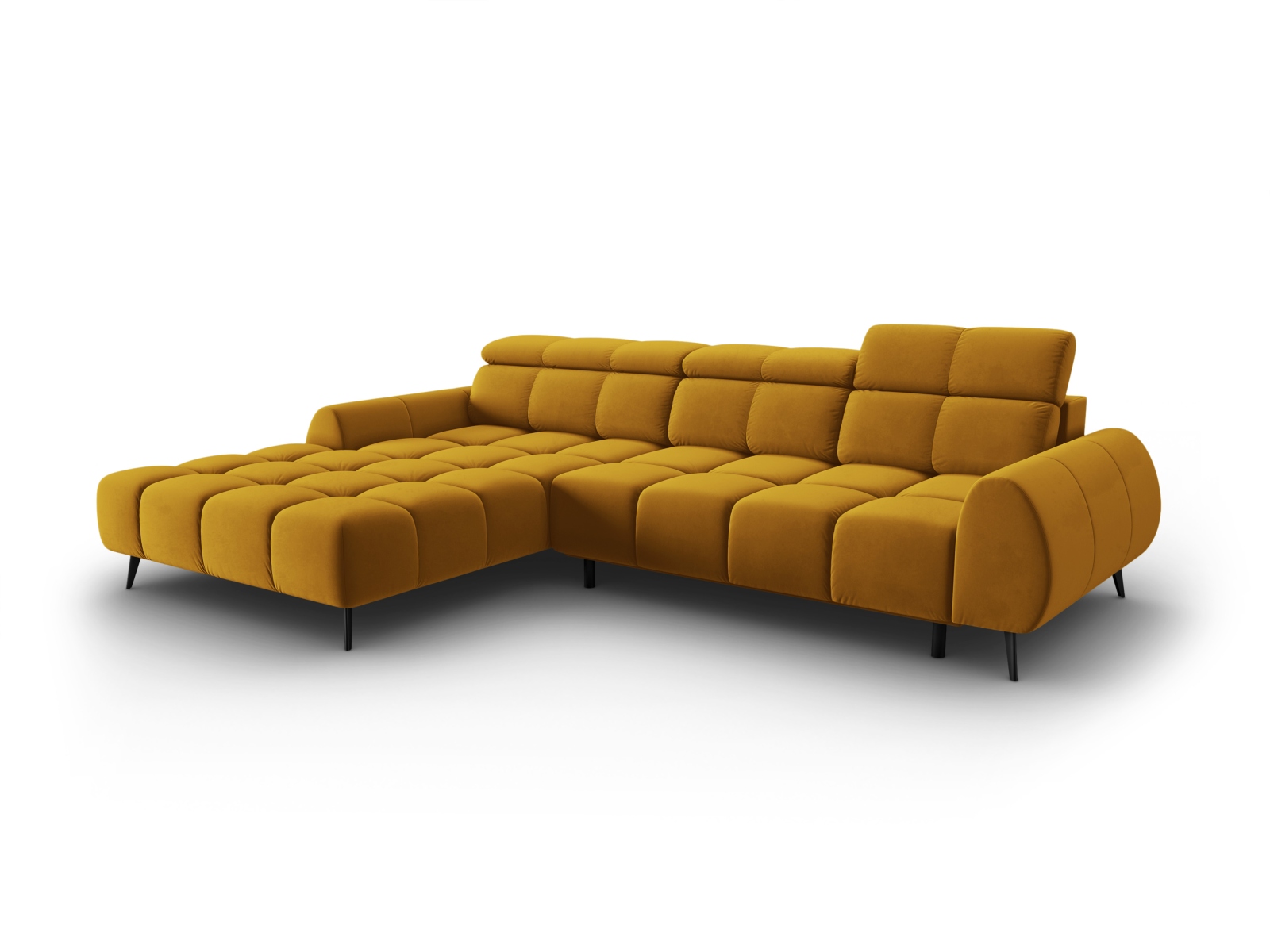 Velvet Electric Left Corner Sofa, "Alyse", 5 Seats, 295x188x82