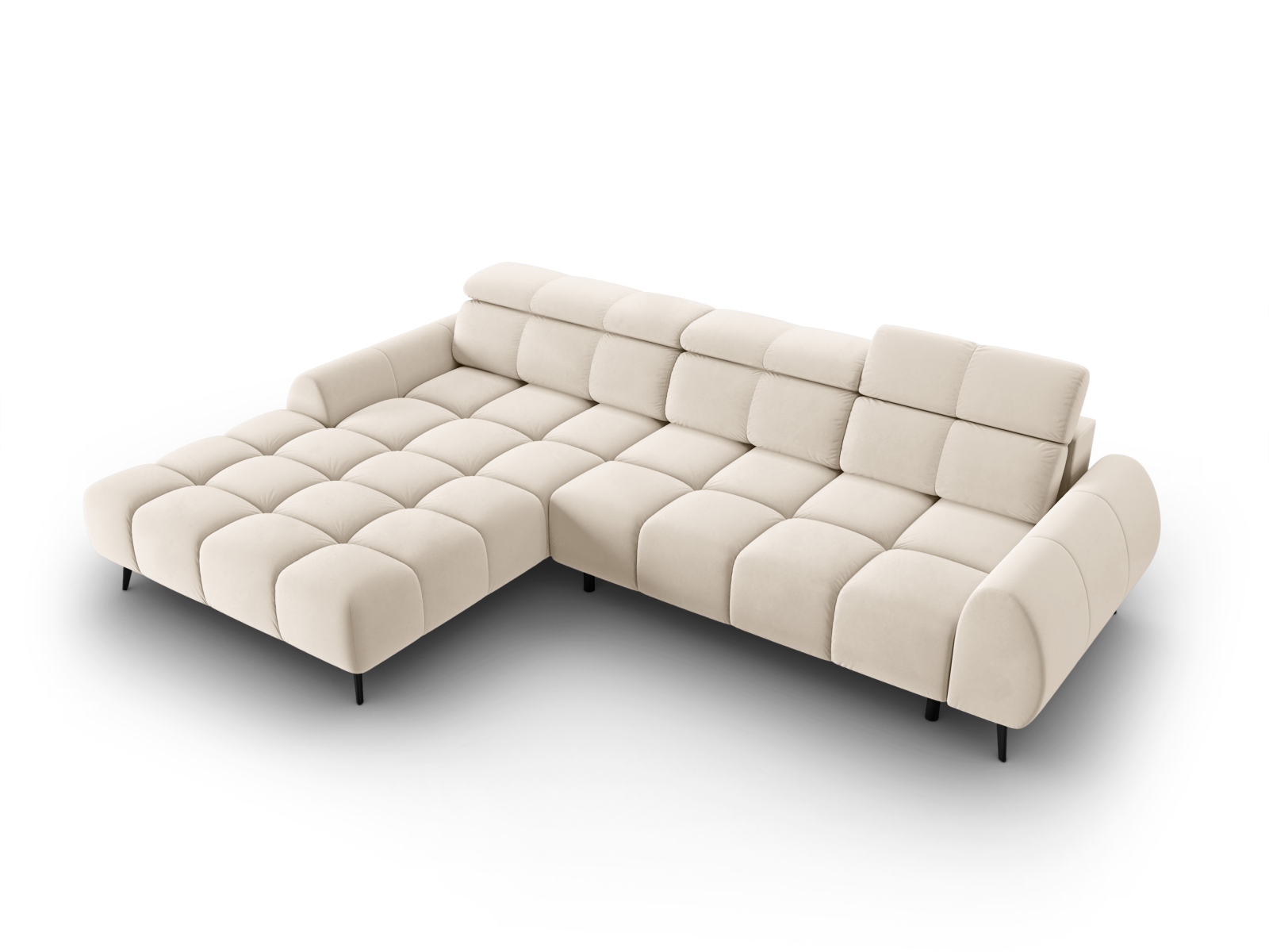 Velvet Electric Left Corner Sofa, "Alyse", 5 Seats, 295x188x82