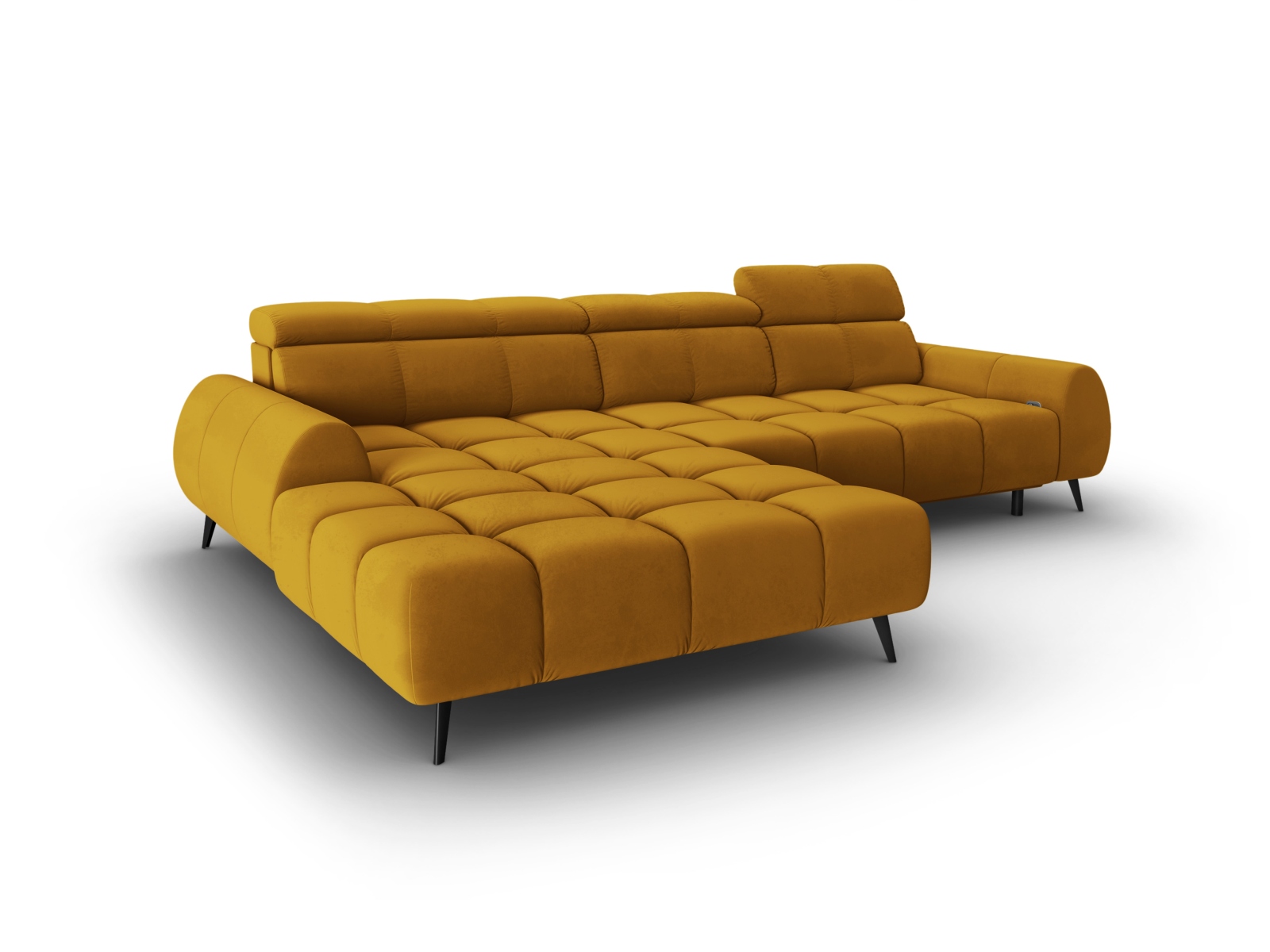 Velvet Electric Left Corner Sofa, "Alyse", 5 Seats, 295x188x82