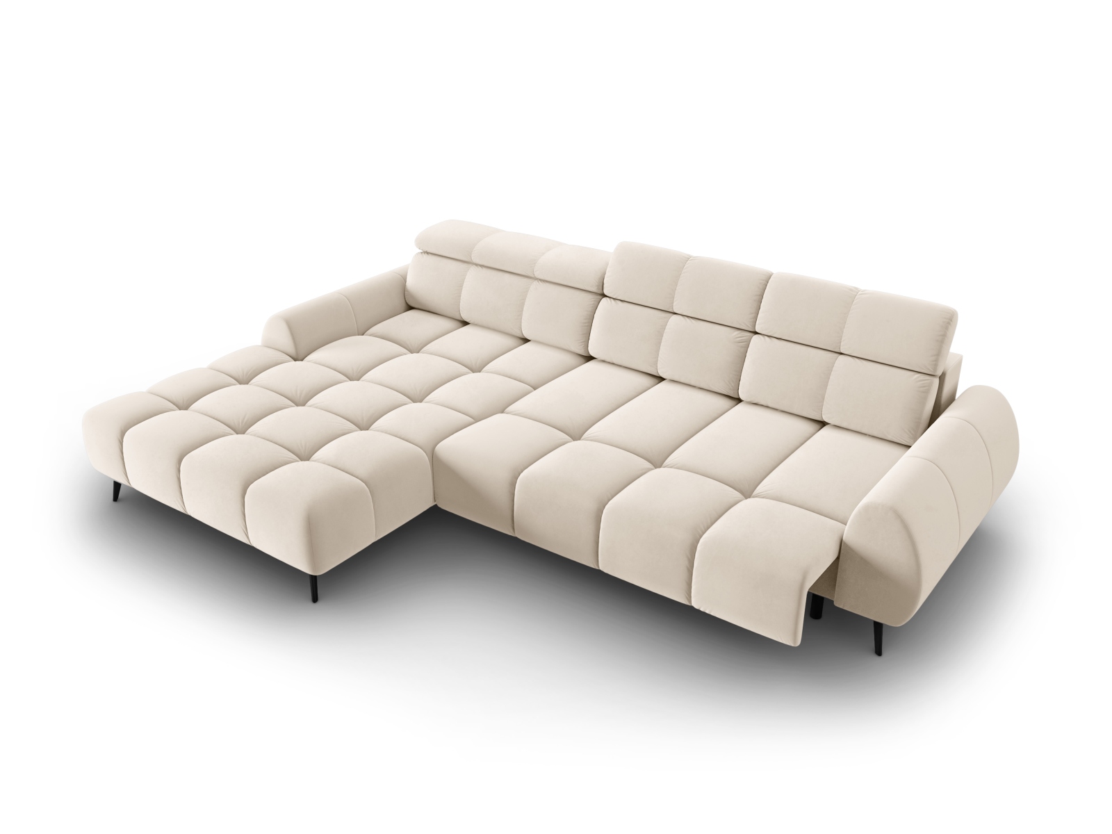 Velvet Electric Left Corner Sofa, "Alyse", 5 Seats, 295x188x82
