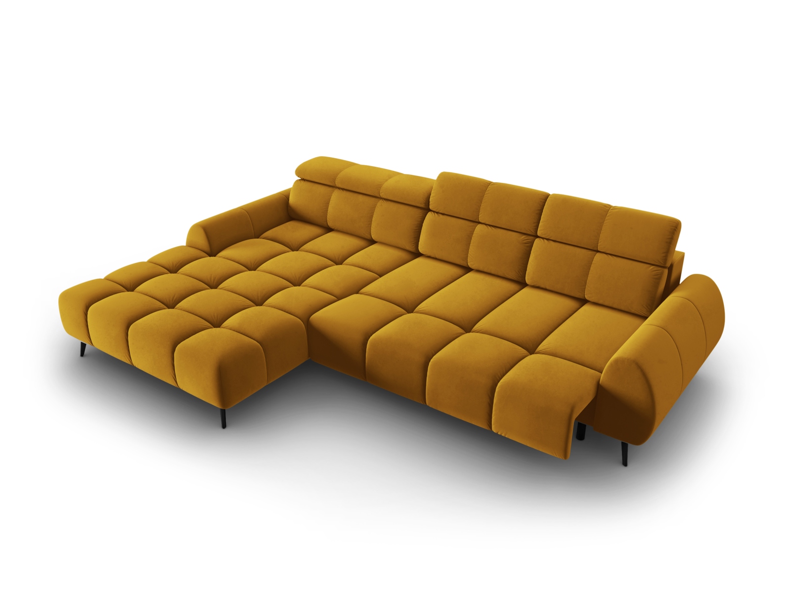 Velvet Electric Left Corner Sofa, "Alyse", 5 Seats, 295x188x82