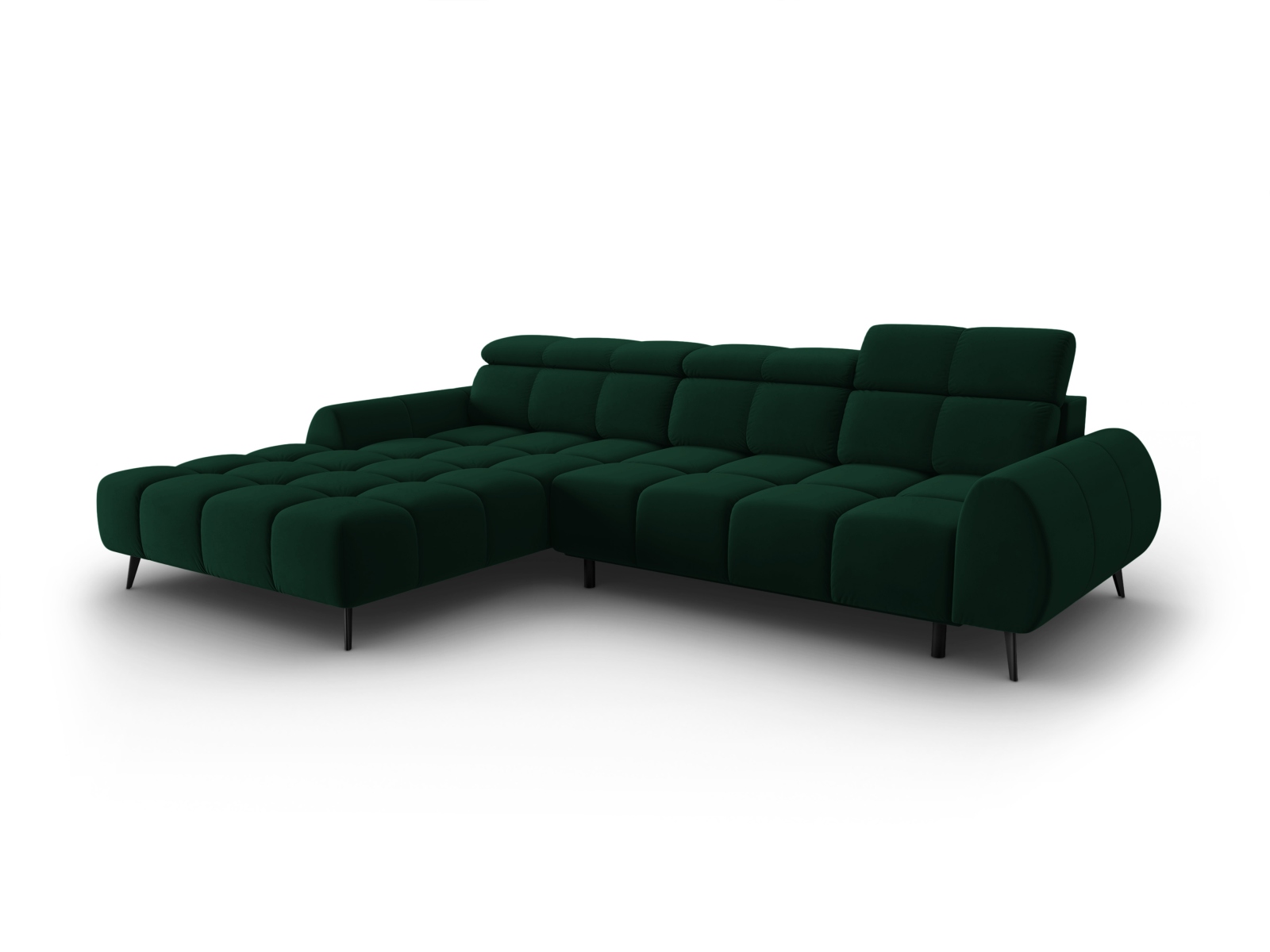Velvet Electric Left Corner Sofa, "Alyse", 5 Seats, 295x188x82