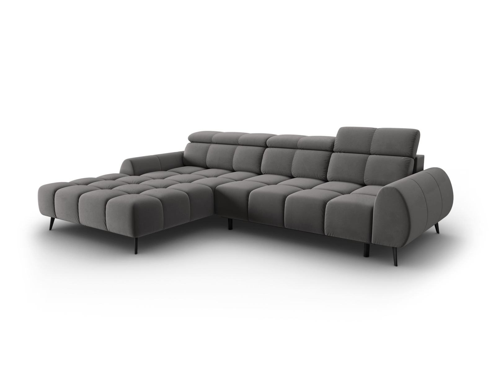 Velvet Electric Left Corner Sofa, "Alyse", 5 Seats, 295x188x82