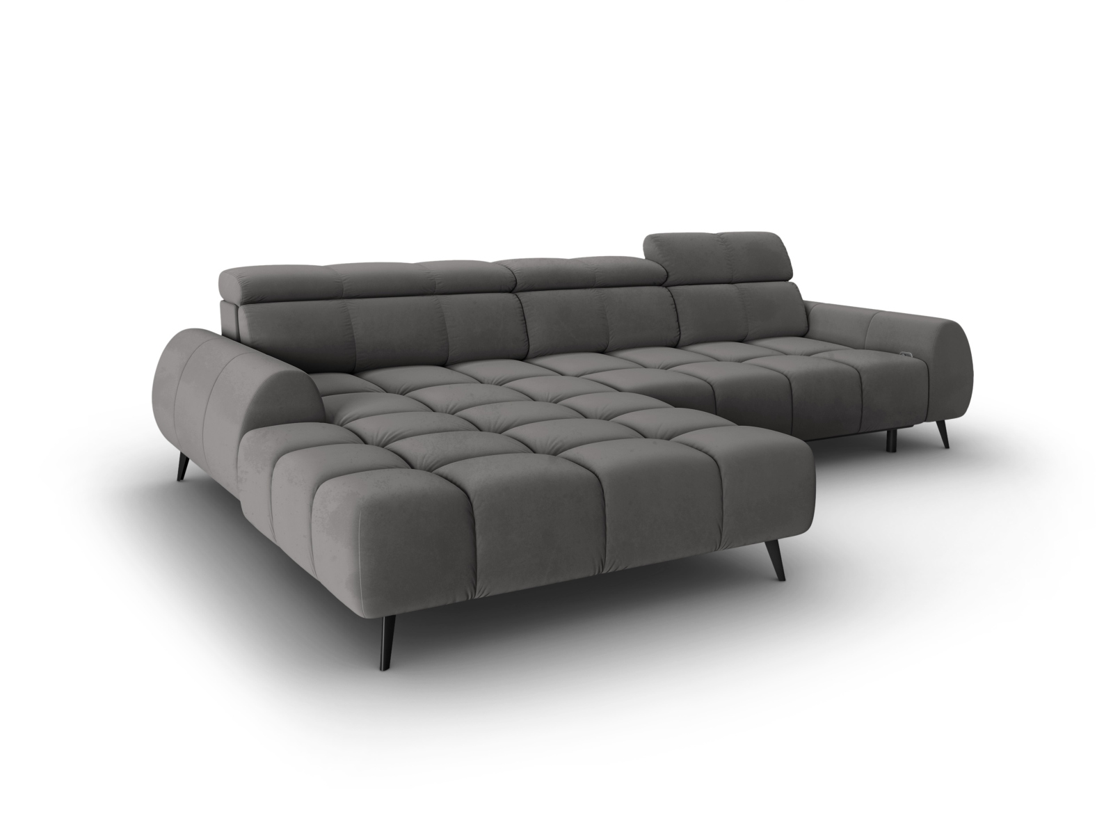 Velvet Electric Left Corner Sofa, "Alyse", 5 Seats, 295x188x82