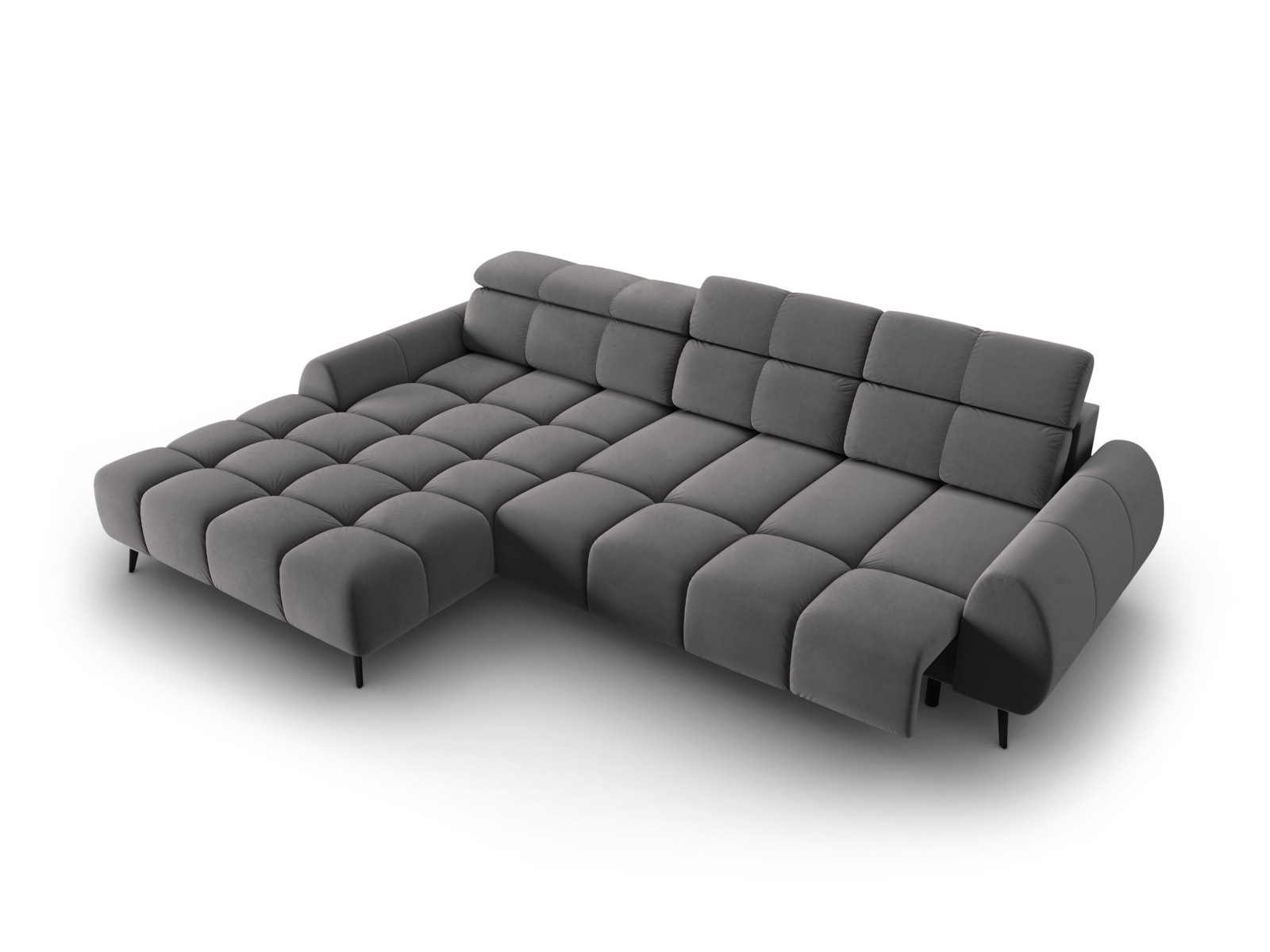 Velvet Electric Left Corner Sofa, "Alyse", 5 Seats, 295x188x82