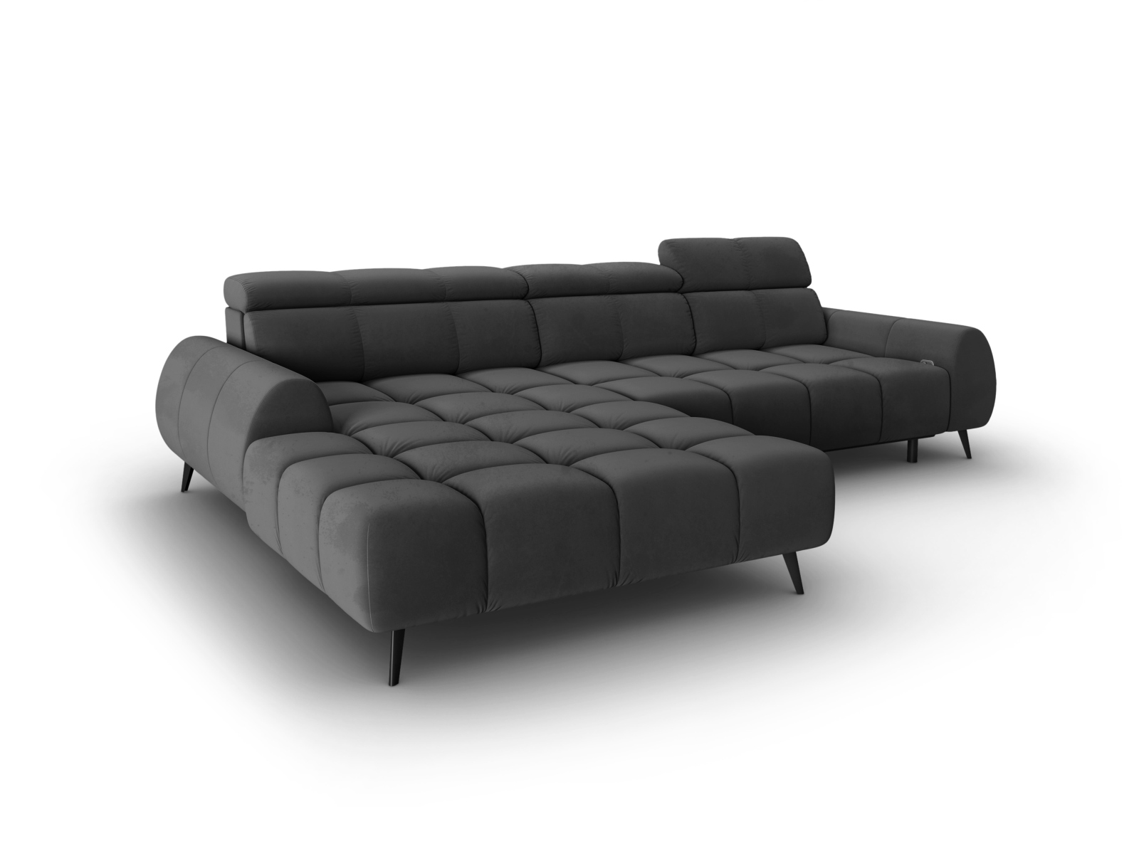 Velvet Electric Left Corner Sofa, "Alyse", 5 Seats, 295x188x82