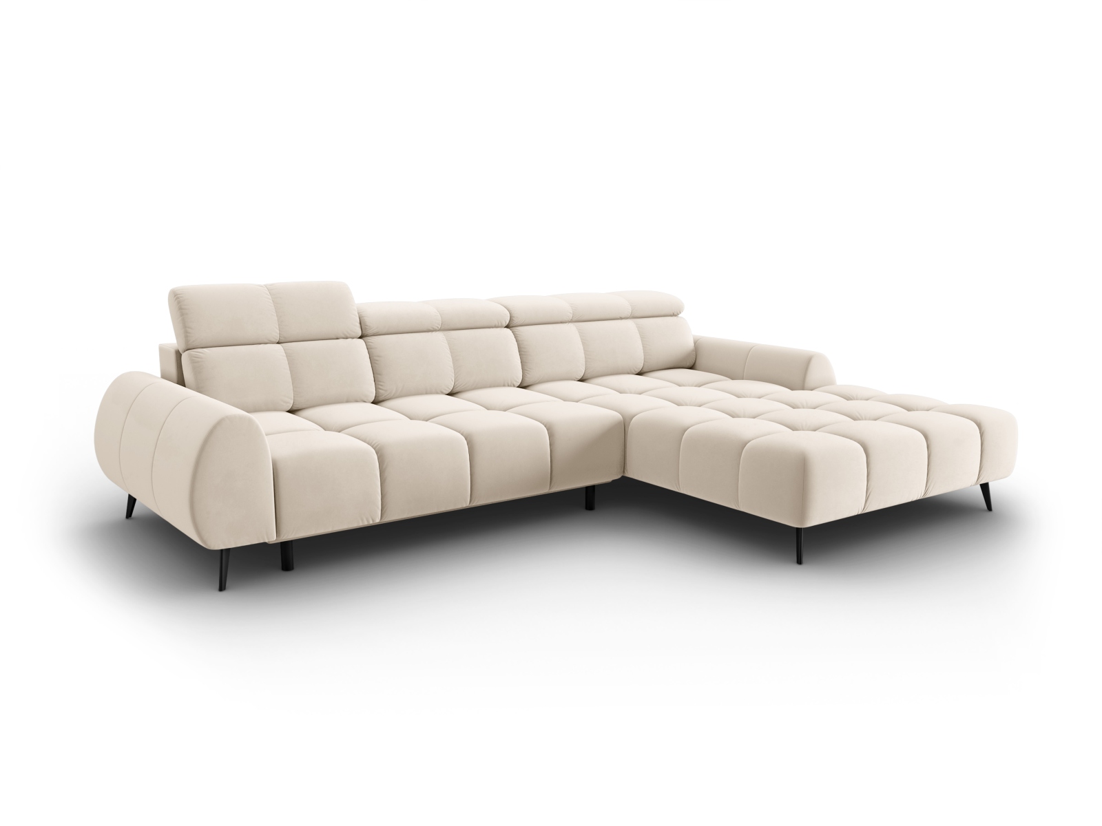 Velvet Electric Right Corner Sofa, "Alyse", 5 Seats, 295x188x82