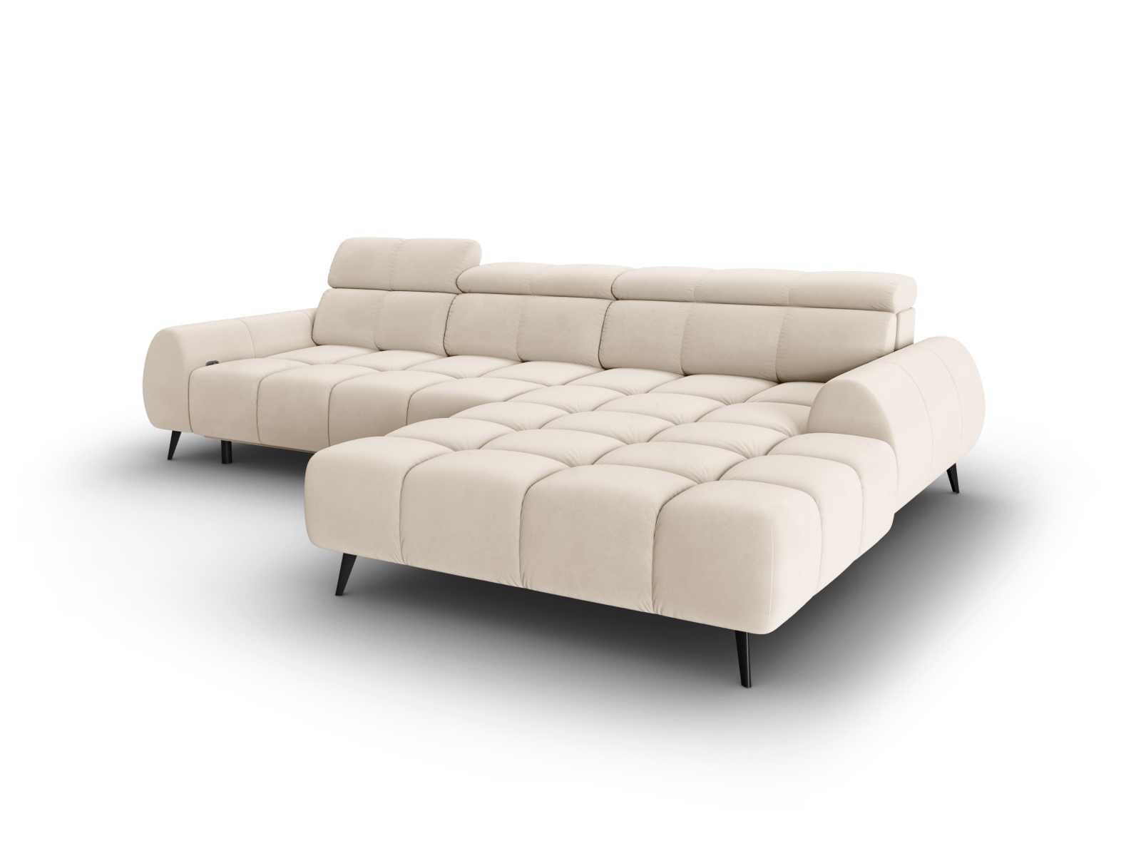 Velvet Electric Right Corner Sofa, "Alyse", 5 Seats, 295x188x82