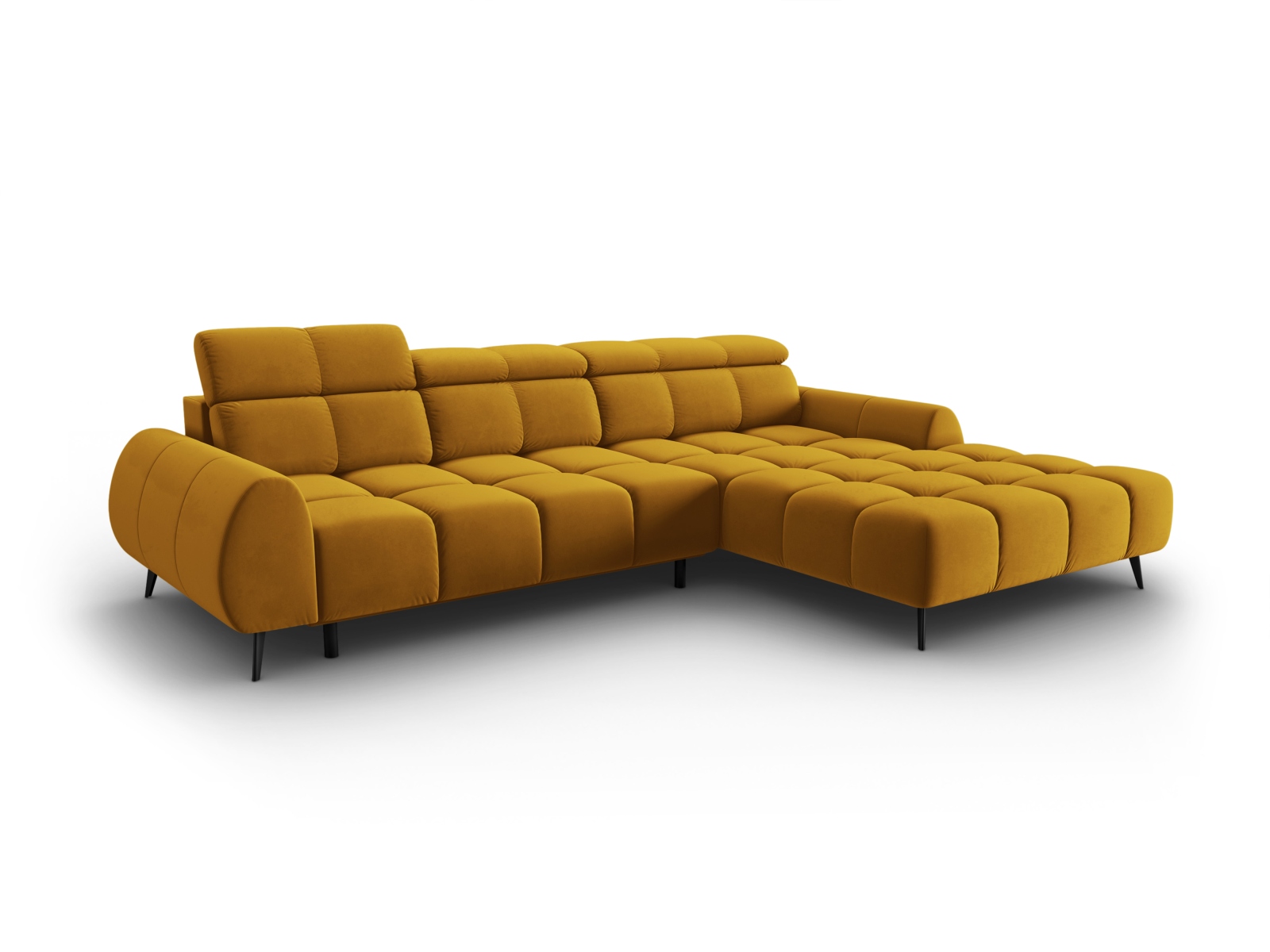 Velvet Electric Right Corner Sofa, "Alyse", 5 Seats, 295x188x82
