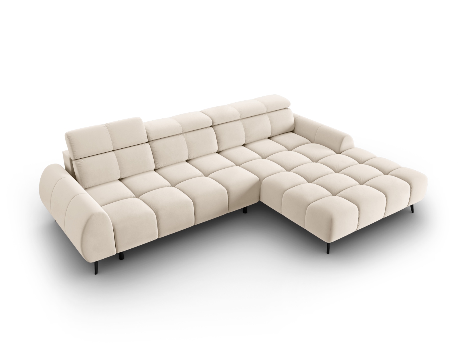Velvet Electric Right Corner Sofa, "Alyse", 5 Seats, 295x188x82