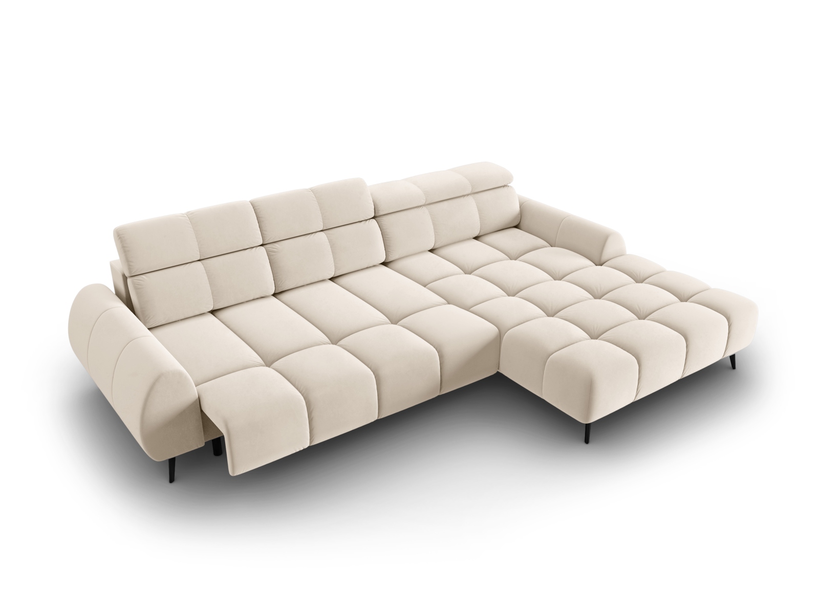 Velvet Electric Right Corner Sofa, "Alyse", 5 Seats, 295x188x82