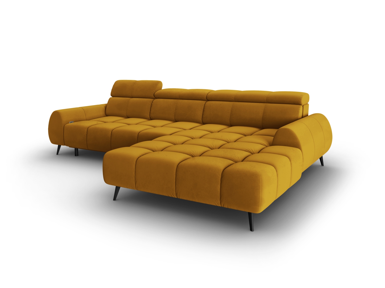 Velvet Electric Right Corner Sofa, "Alyse", 5 Seats, 295x188x82