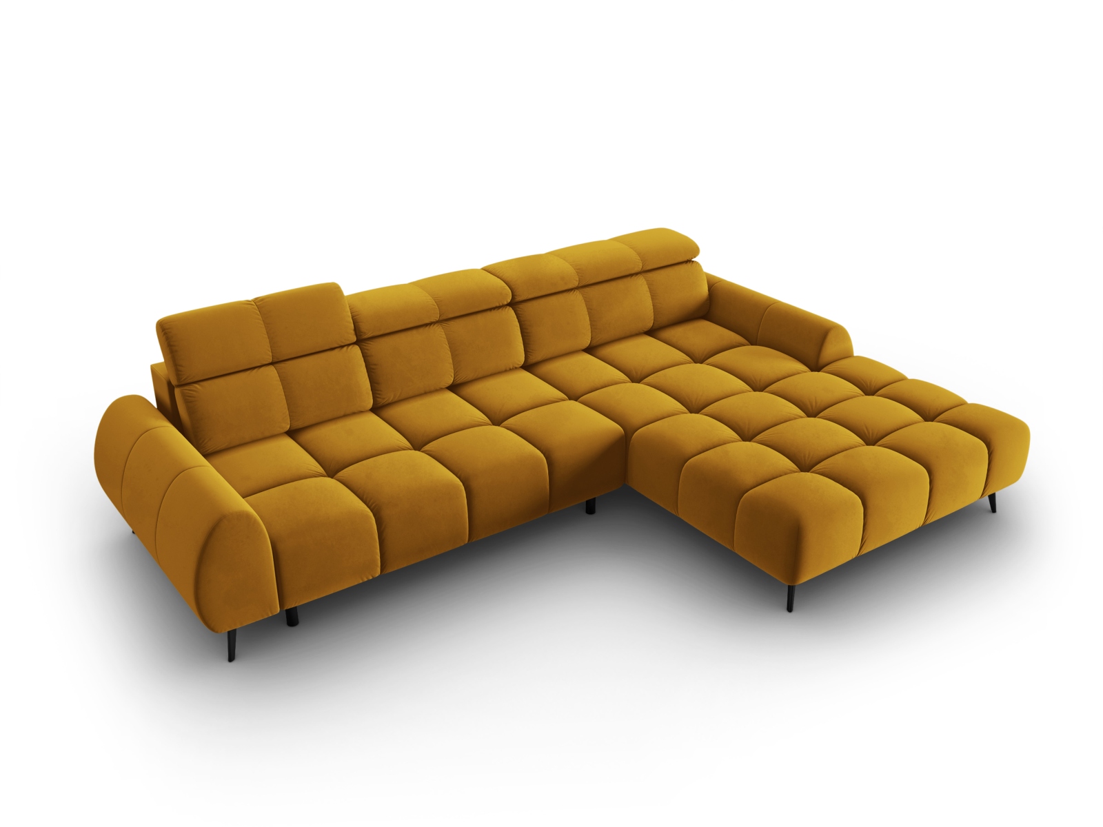 Velvet Electric Right Corner Sofa, "Alyse", 5 Seats, 295x188x82