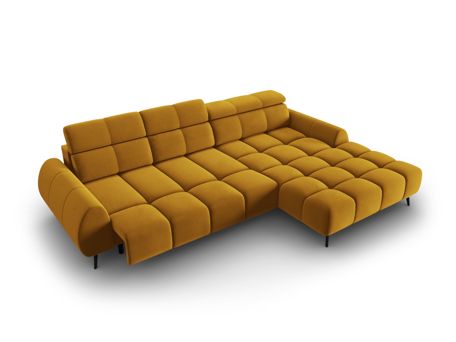 Velvet Electric Right Corner Sofa, "Alyse", 5 Seats, 295x188x82