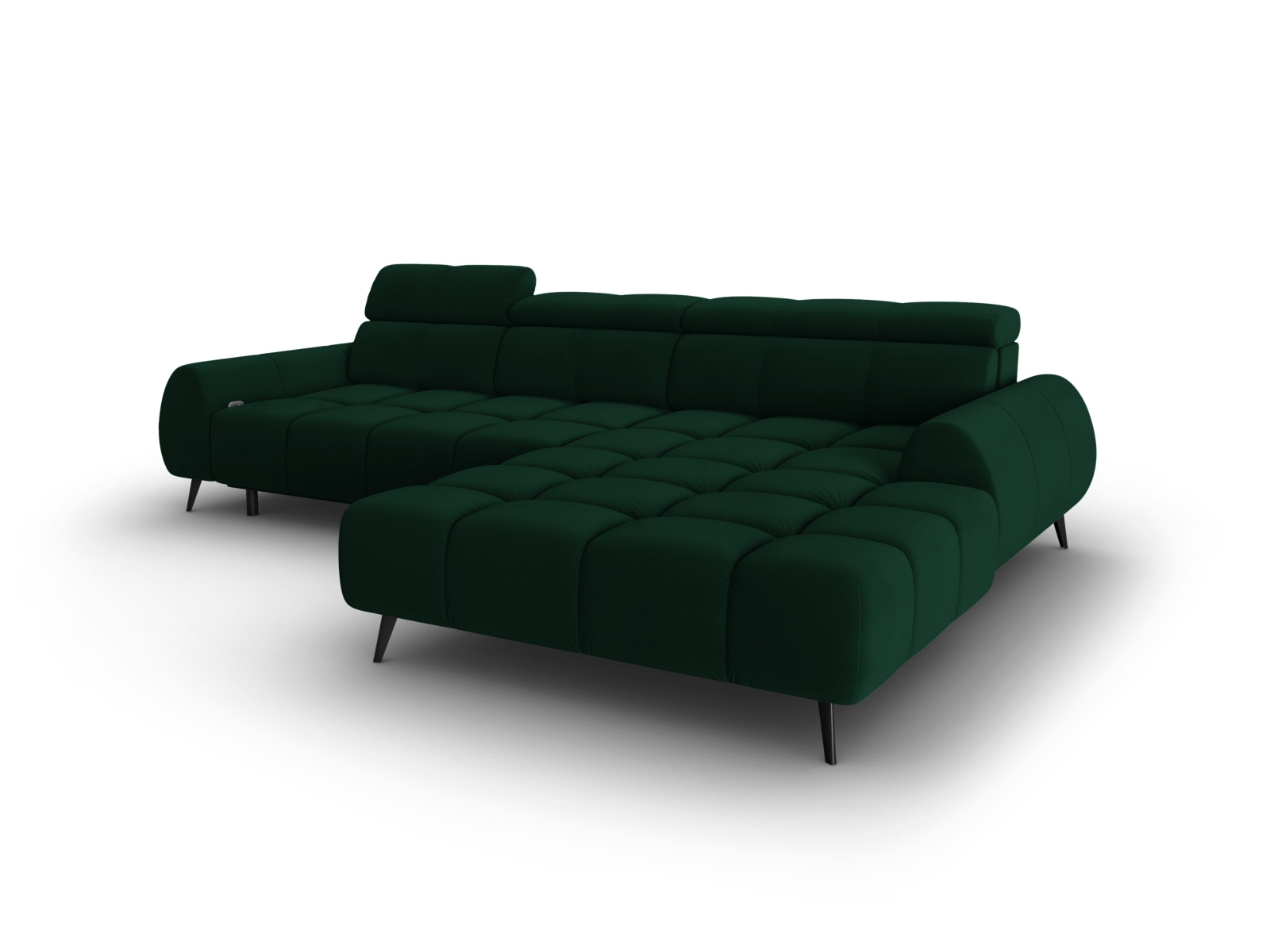 Velvet Electric Right Corner Sofa, "Alyse", 5 Seats, 295x188x82