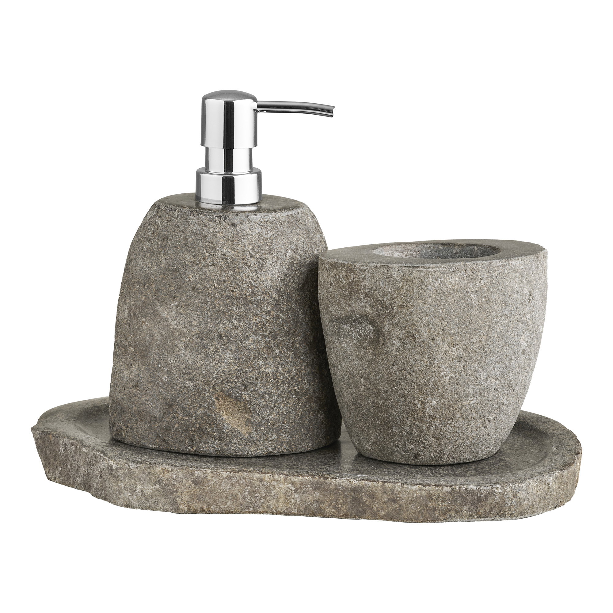 Gara Bathroom Set, Storage Cup, Soap Dispenser, Tray