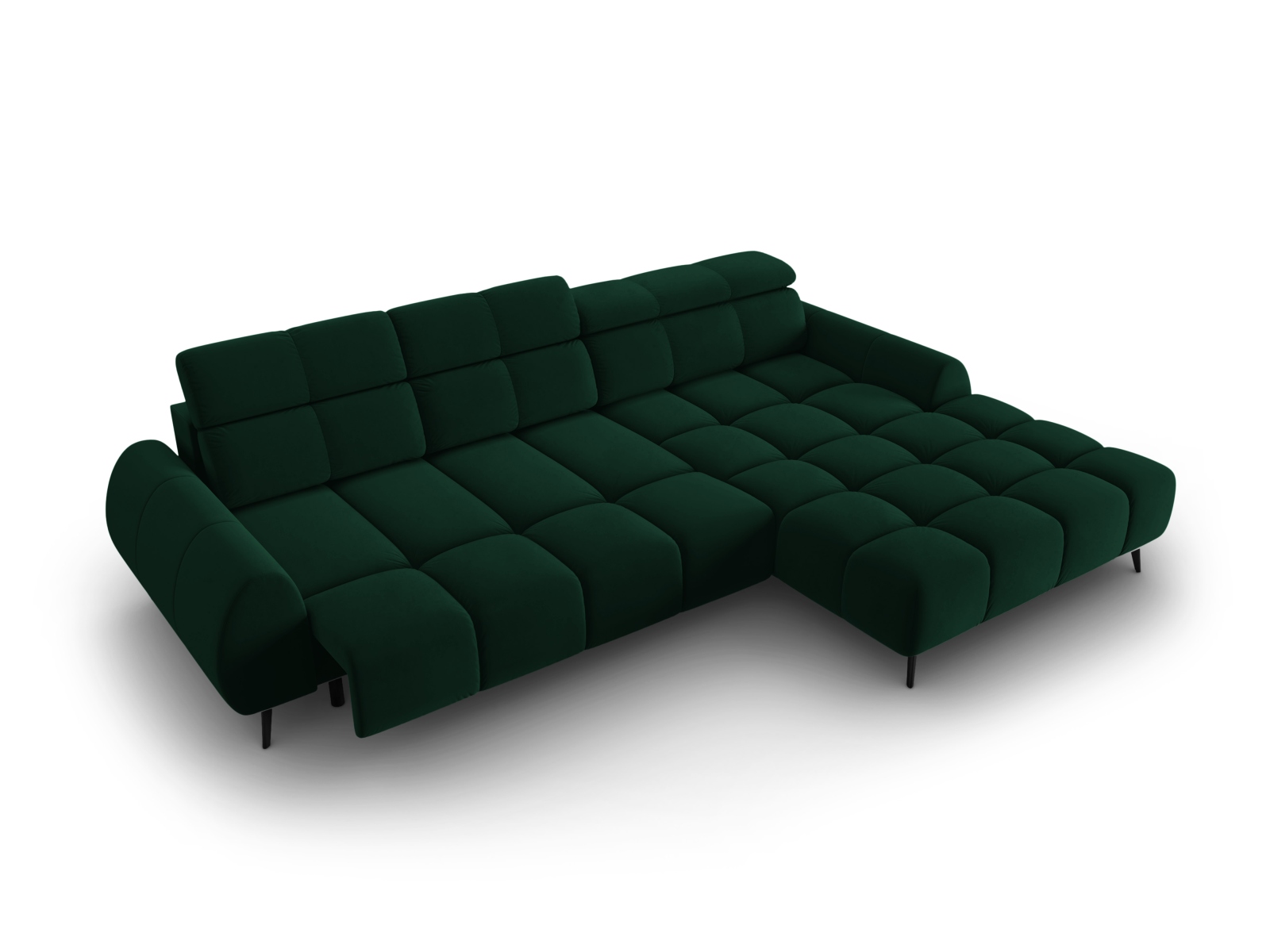 Velvet Electric Right Corner Sofa, "Alyse", 5 Seats, 295x188x82