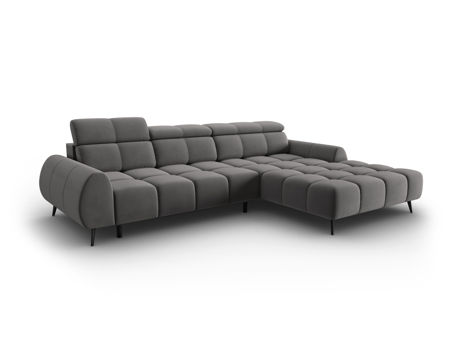 Velvet Electric Right Corner Sofa, "Alyse", 5 Seats, 295x188x82
