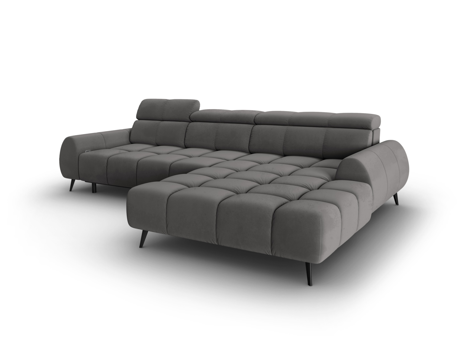Velvet Electric Right Corner Sofa, "Alyse", 5 Seats, 295x188x82