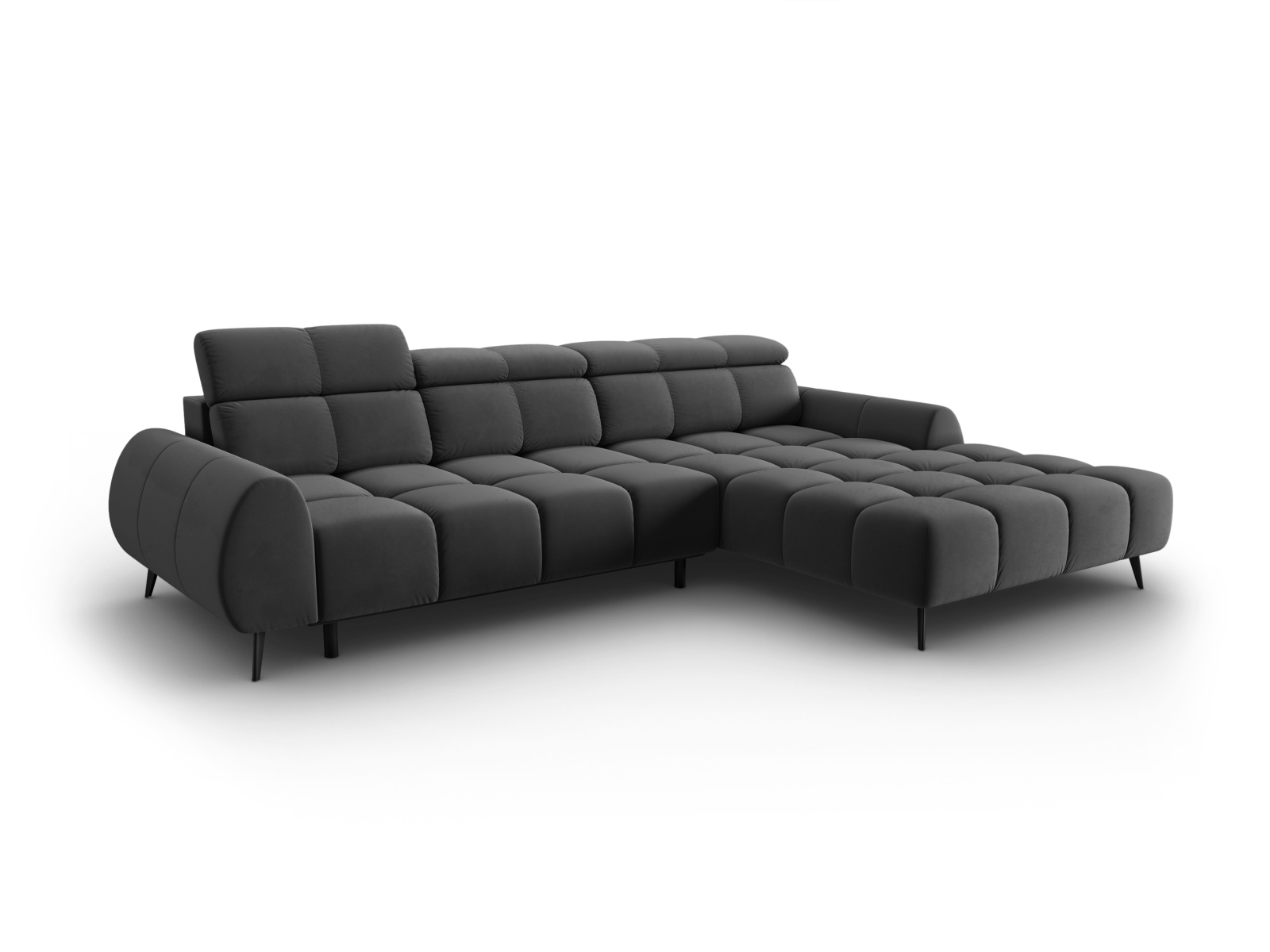 Velvet Electric Right Corner Sofa, "Alyse", 5 Seats, 295x188x82