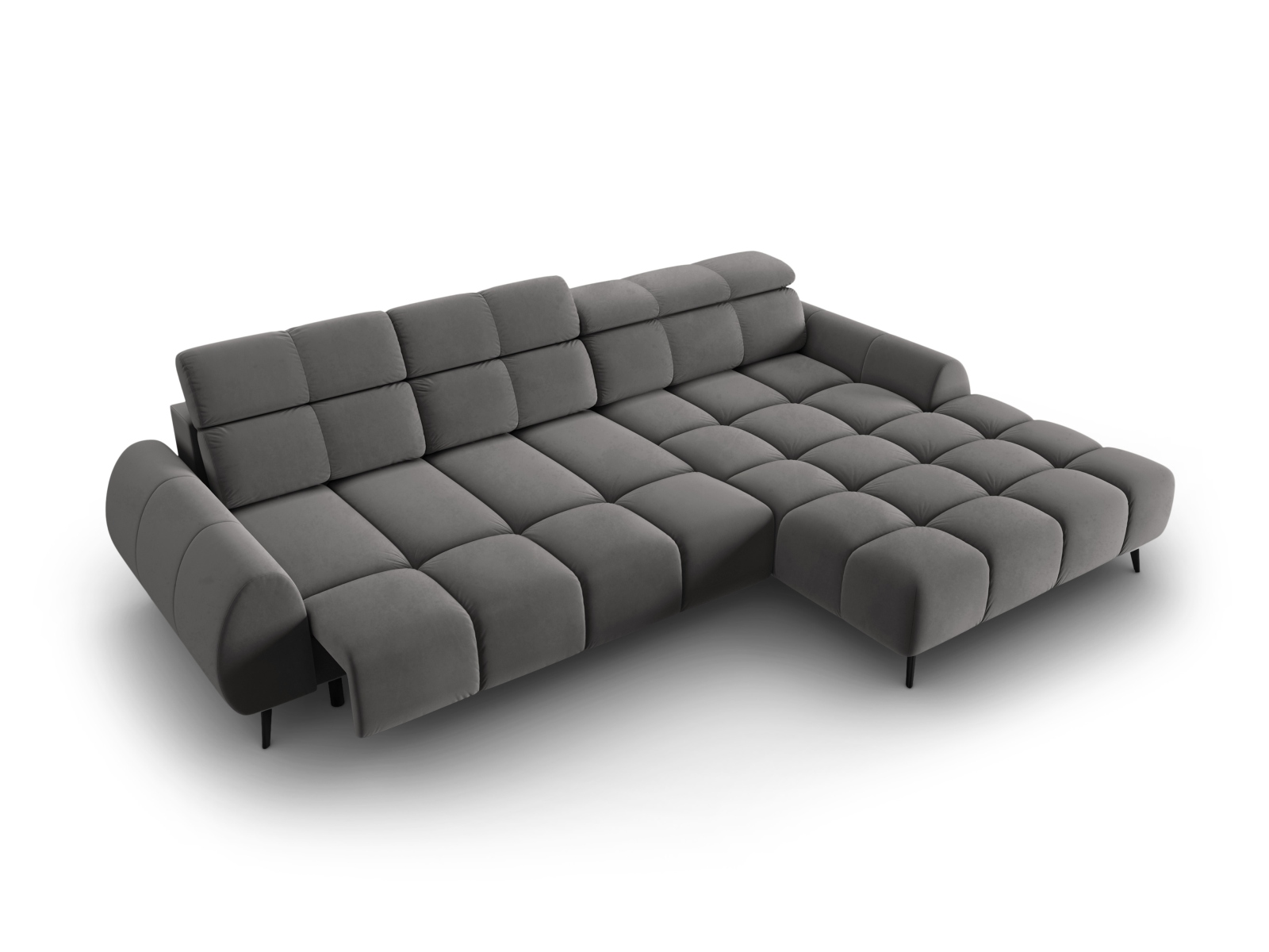 Velvet Electric Right Corner Sofa, "Alyse", 5 Seats, 295x188x82