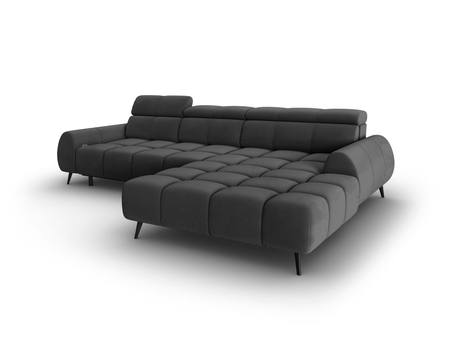 Velvet Electric Right Corner Sofa, "Alyse", 5 Seats, 295x188x82