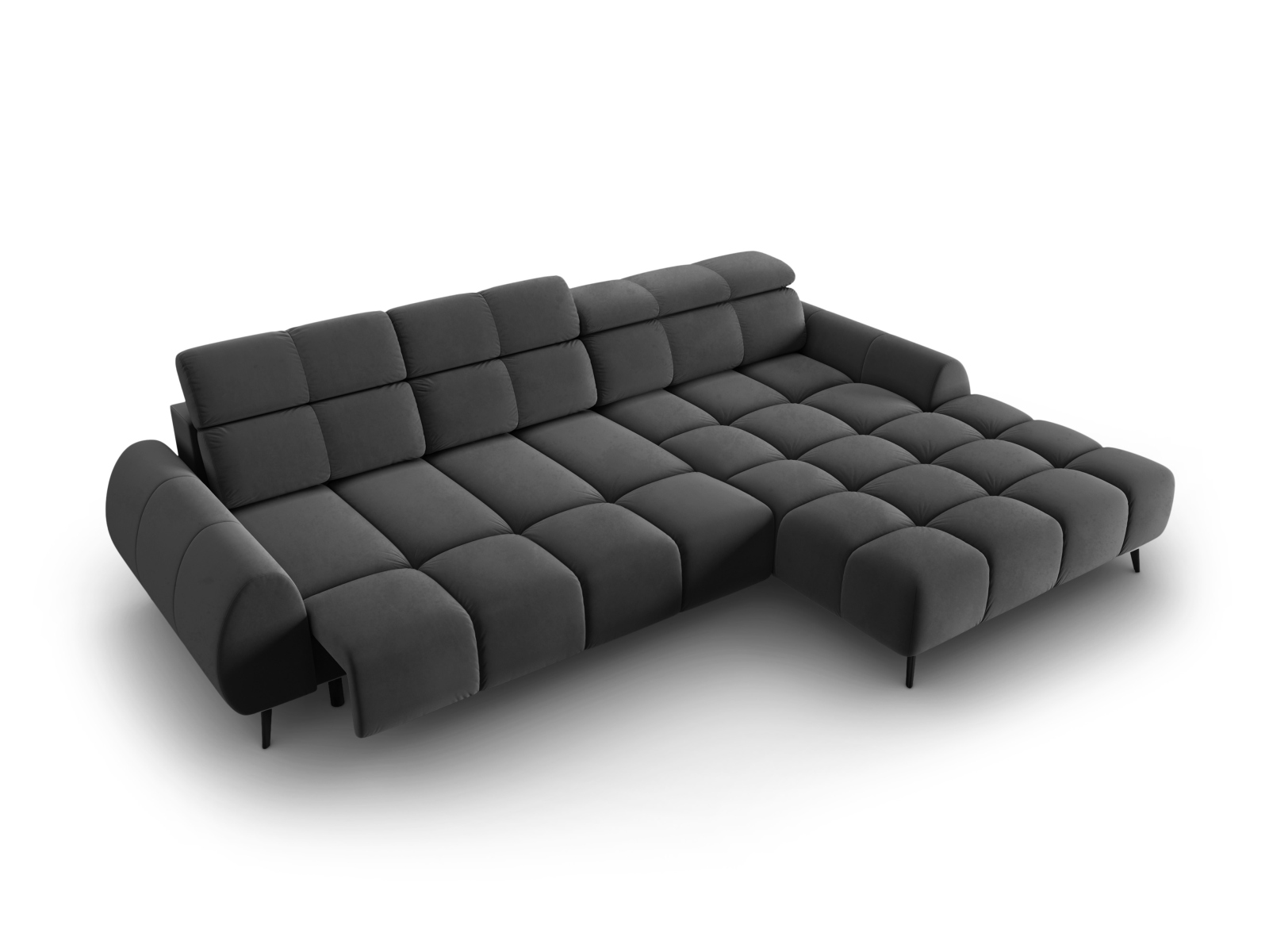 Velvet Electric Right Corner Sofa, "Alyse", 5 Seats, 295x188x82
