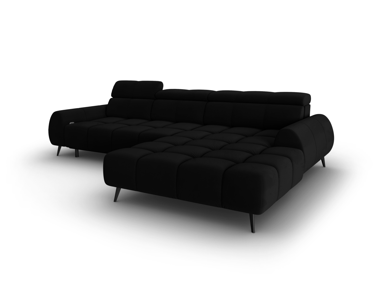 Velvet Electric Right Corner Sofa, "Alyse", 5 Seats, 295x188x82
